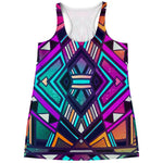 Ethnic Aztec Trippy Print Women's Racerback Tank Top