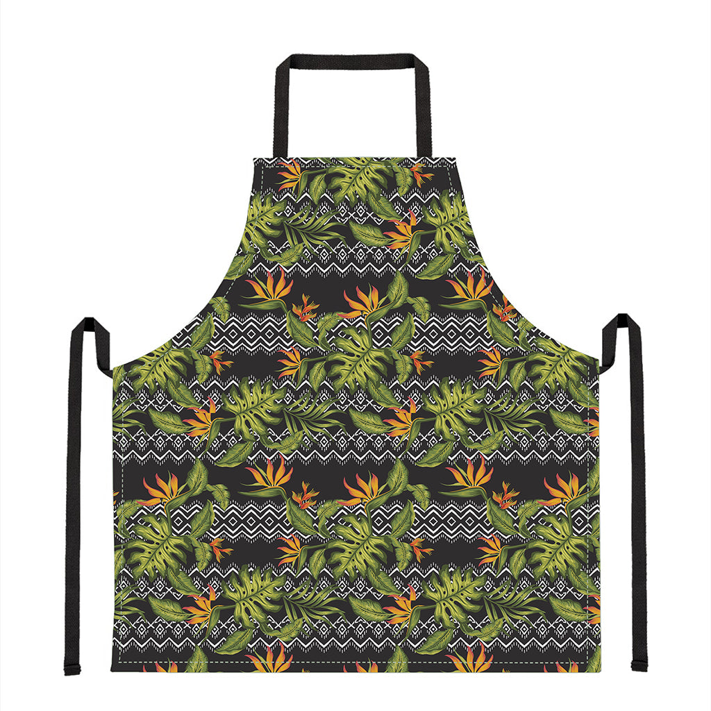 Ethnic Bird Of Paradise Pattern Print Apron