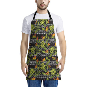 Ethnic Bird Of Paradise Pattern Print Apron