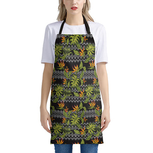 Ethnic Bird Of Paradise Pattern Print Apron