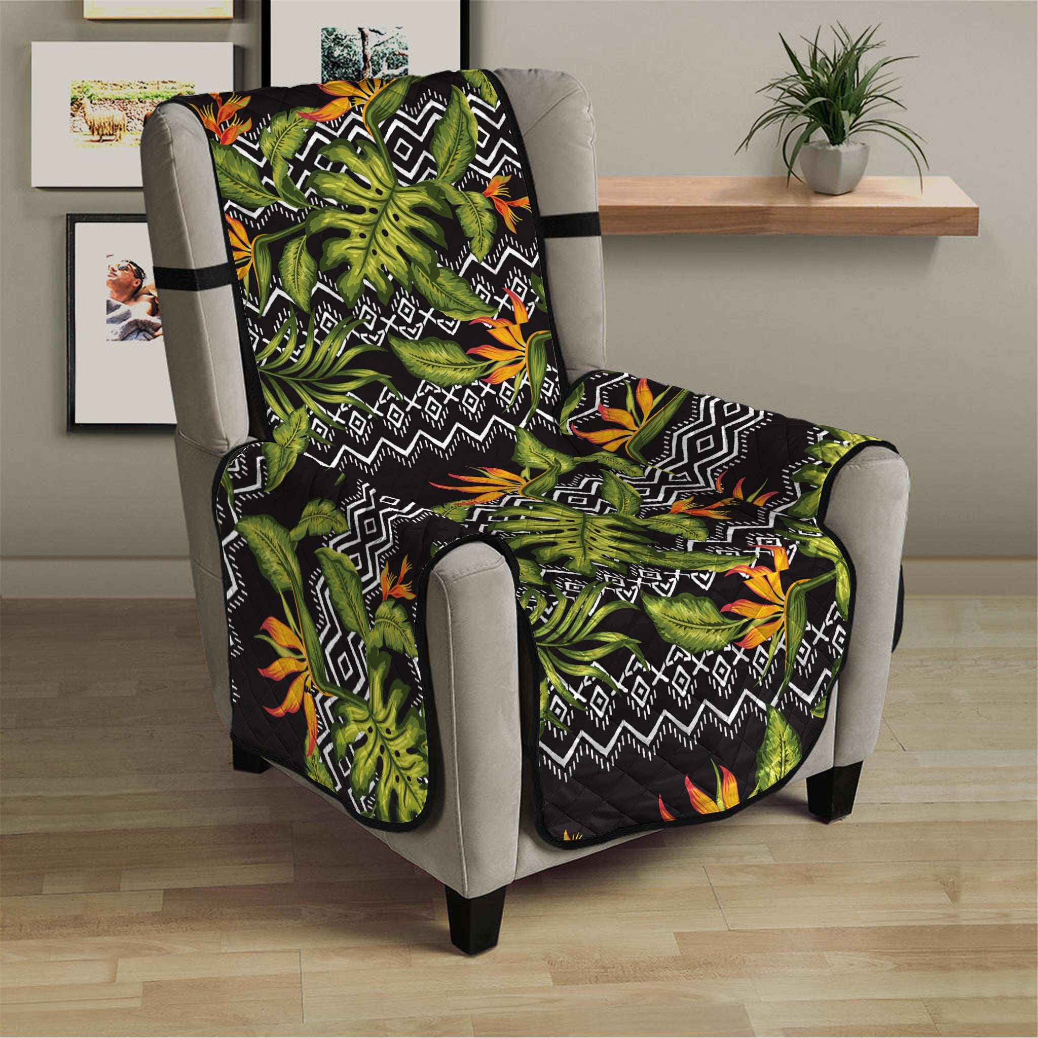 Ethnic Bird Of Paradise Pattern Print Armchair Protector