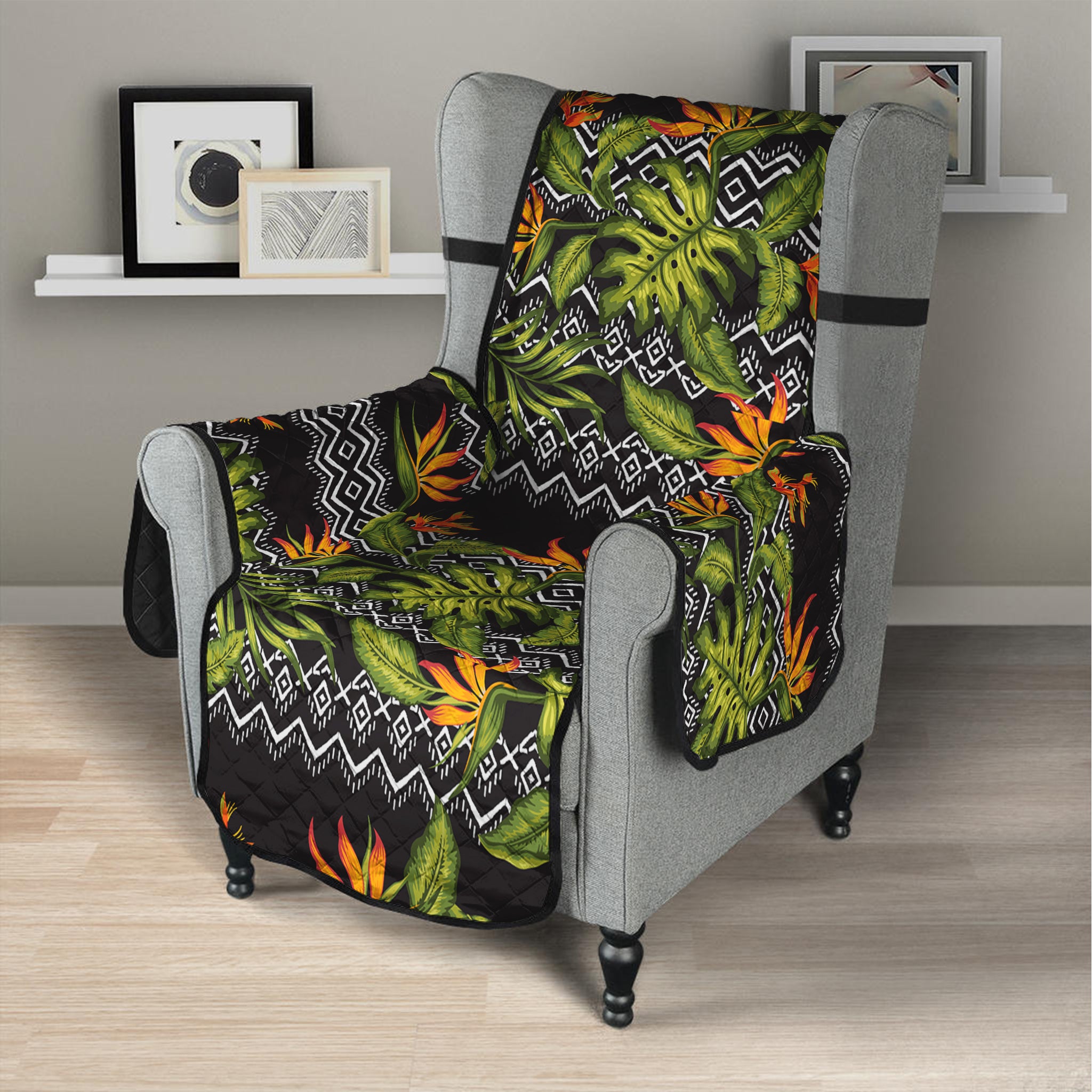 Ethnic Bird Of Paradise Pattern Print Armchair Protector