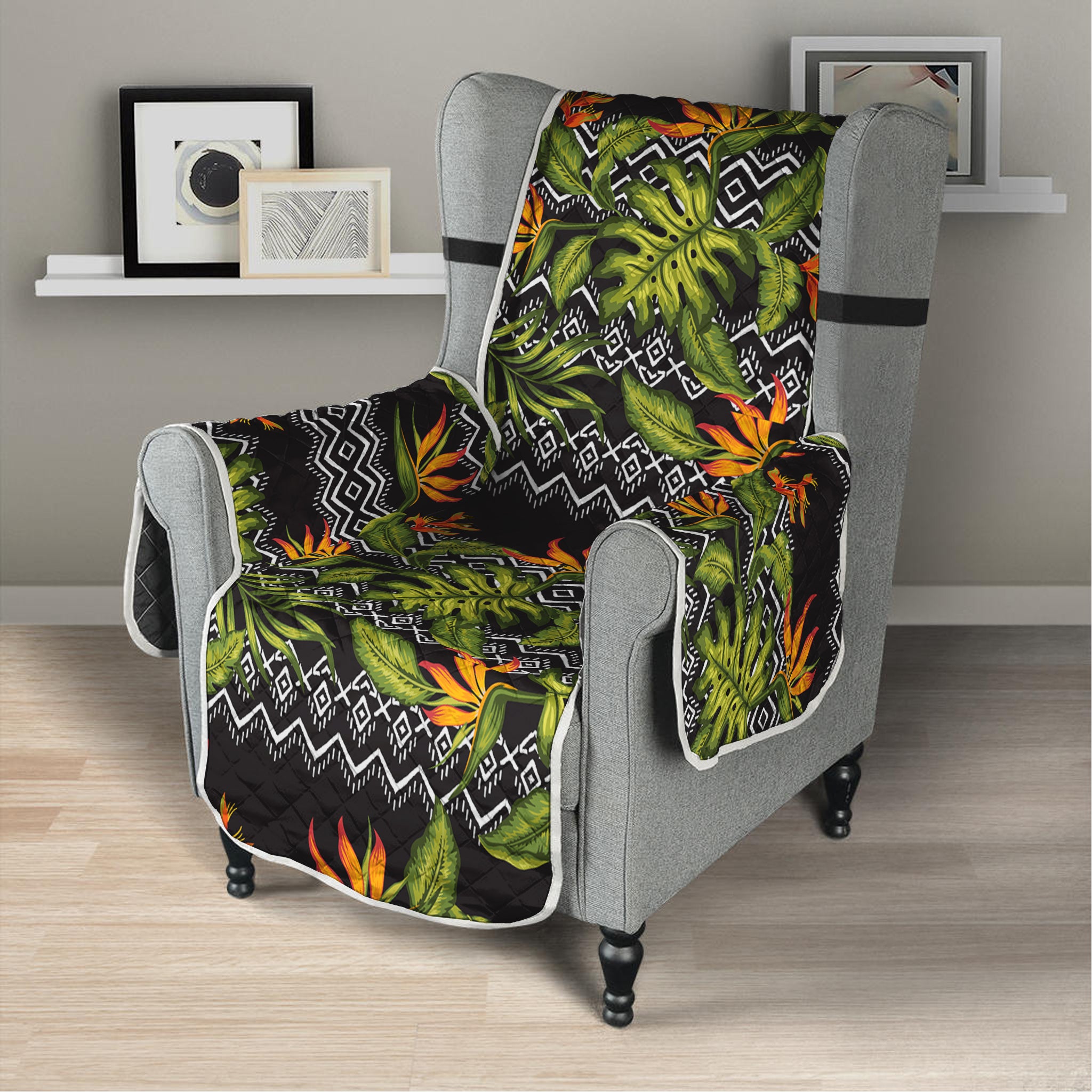 Ethnic Bird Of Paradise Pattern Print Armchair Protector