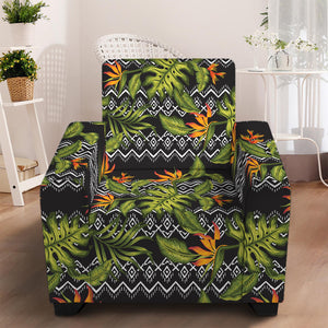 Ethnic Bird Of Paradise Pattern Print Armchair Slipcover