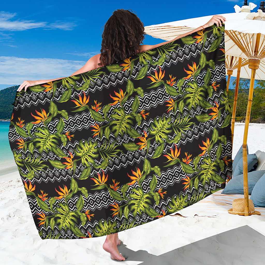 Ethnic Bird Of Paradise Pattern Print Beach Sarong Wrap