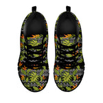 Ethnic Bird Of Paradise Pattern Print Black Sneakers