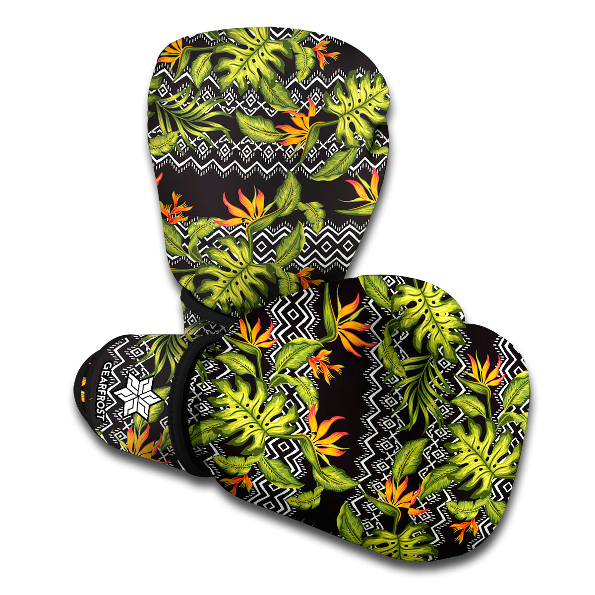 Ethnic Bird Of Paradise Pattern Print Boxing Gloves