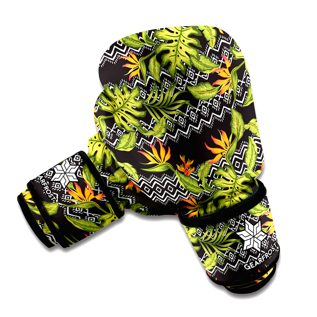 Ethnic Bird Of Paradise Pattern Print Boxing Gloves