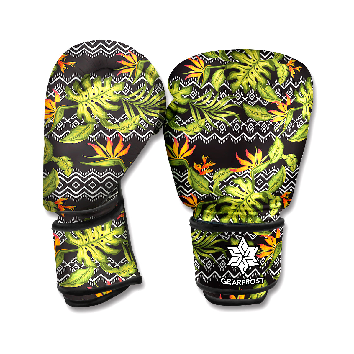 Ethnic Bird Of Paradise Pattern Print Boxing Gloves