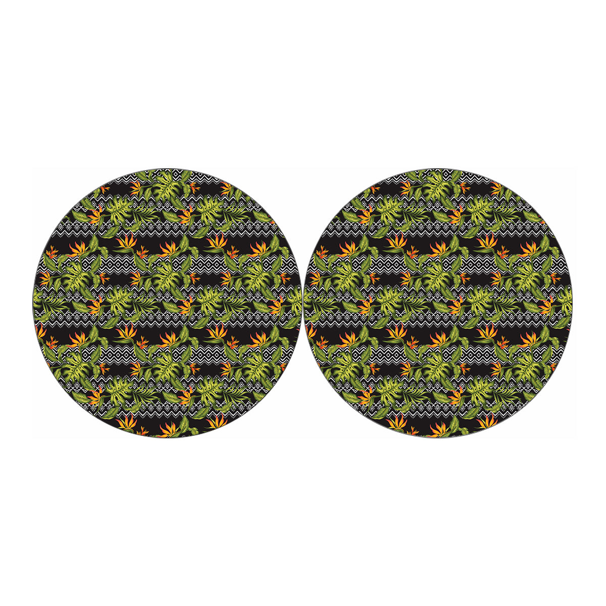 Ethnic Bird Of Paradise Pattern Print Car Coasters