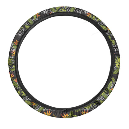 Ethnic Bird Of Paradise Pattern Print Car Steering Wheel Cover