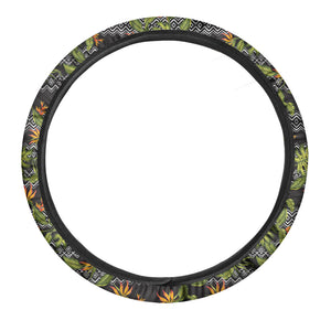 Ethnic Bird Of Paradise Pattern Print Car Steering Wheel Cover