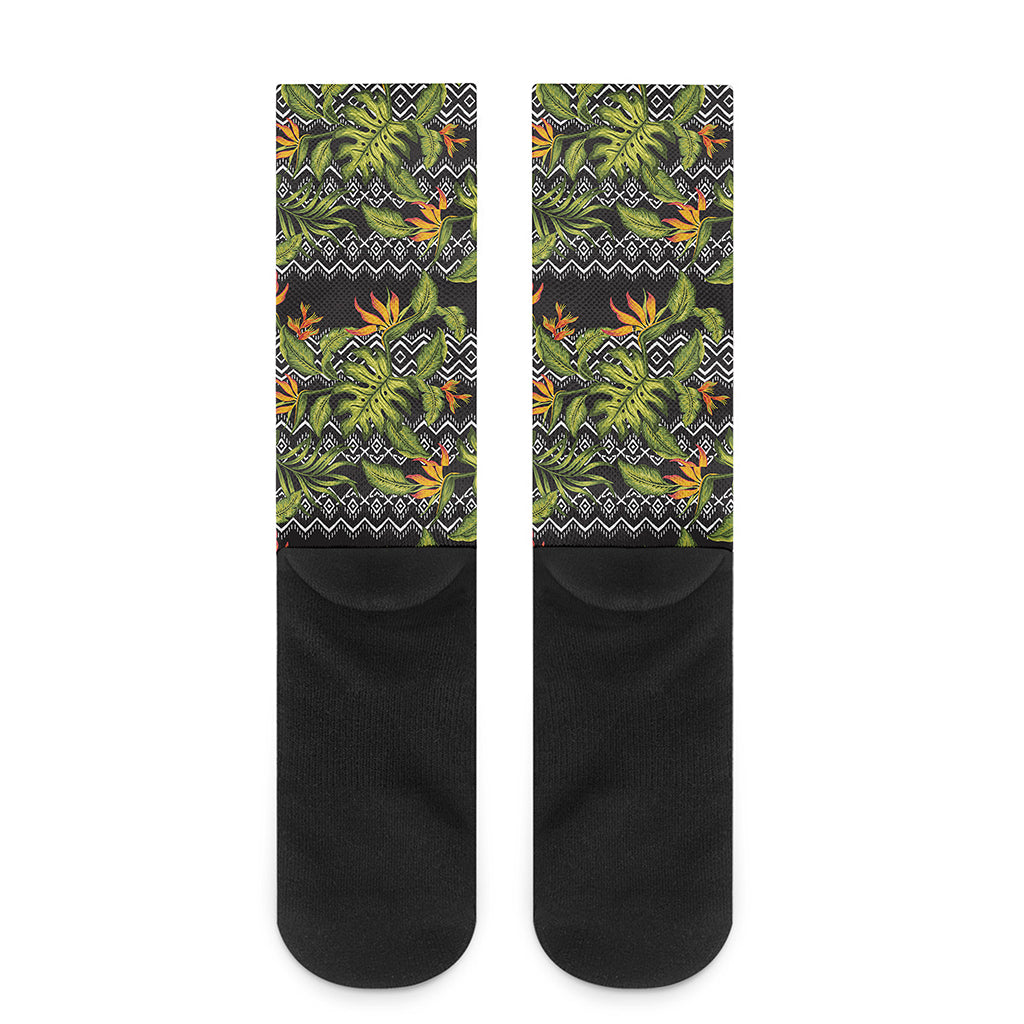 Ethnic Bird Of Paradise Pattern Print Crew Socks