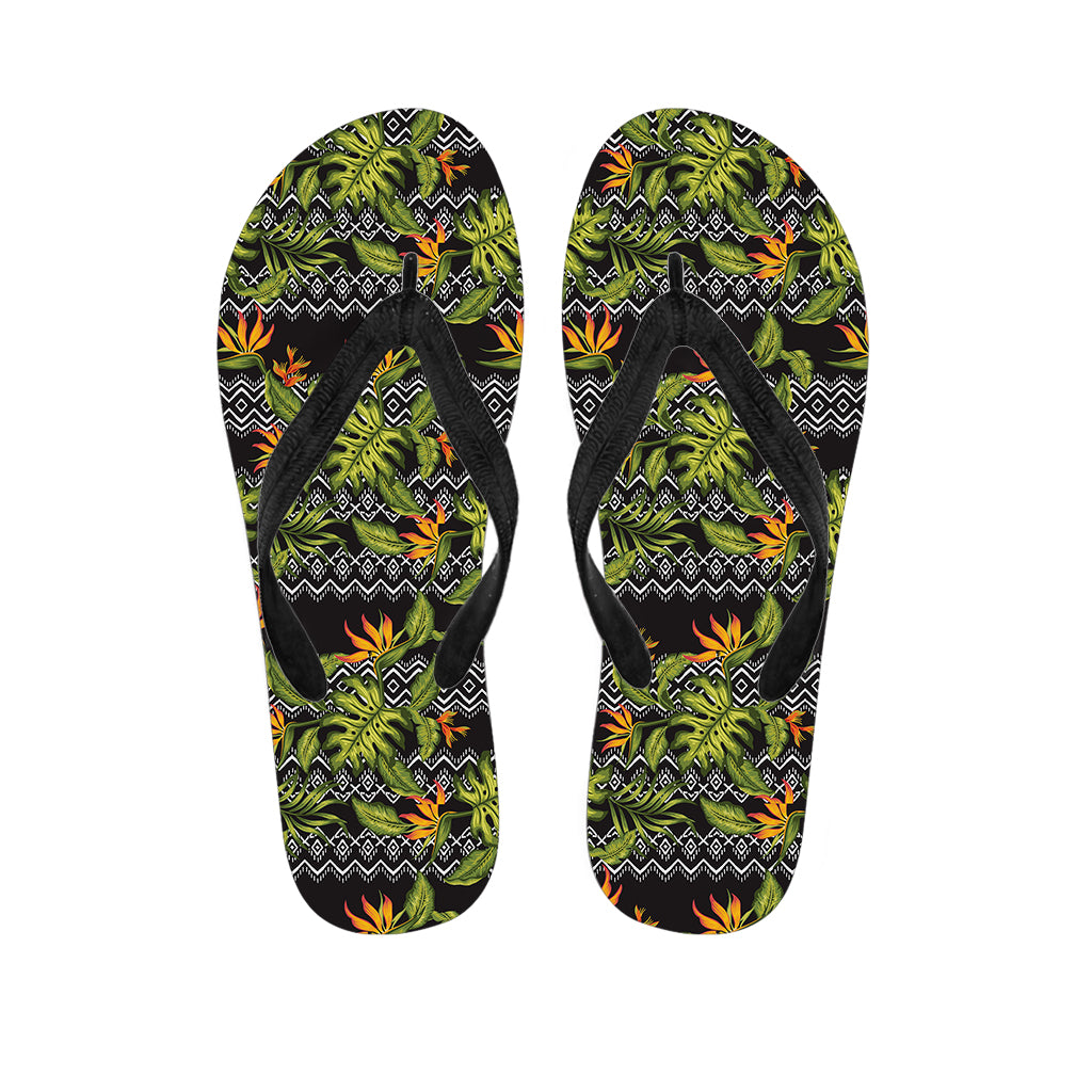 Ethnic Bird Of Paradise Pattern Print Flip Flops