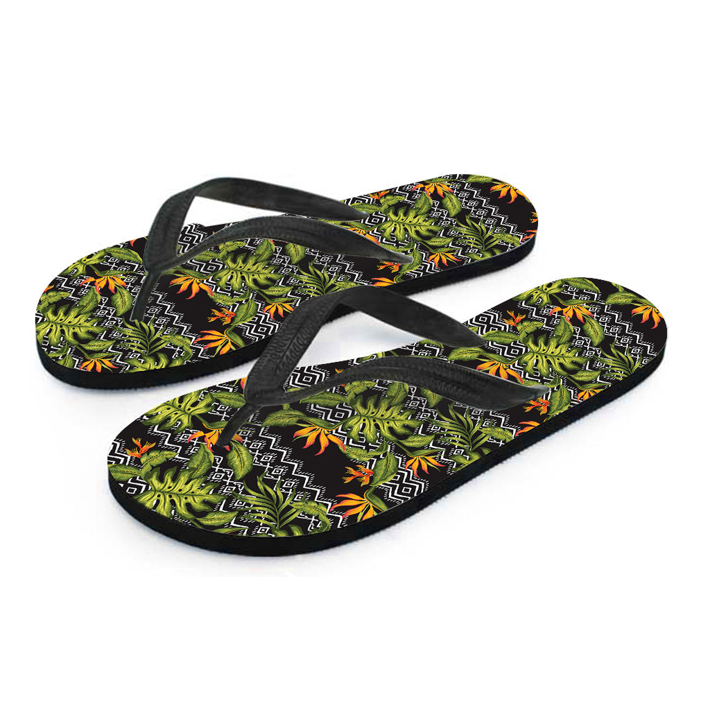 Ethnic Bird Of Paradise Pattern Print Flip Flops