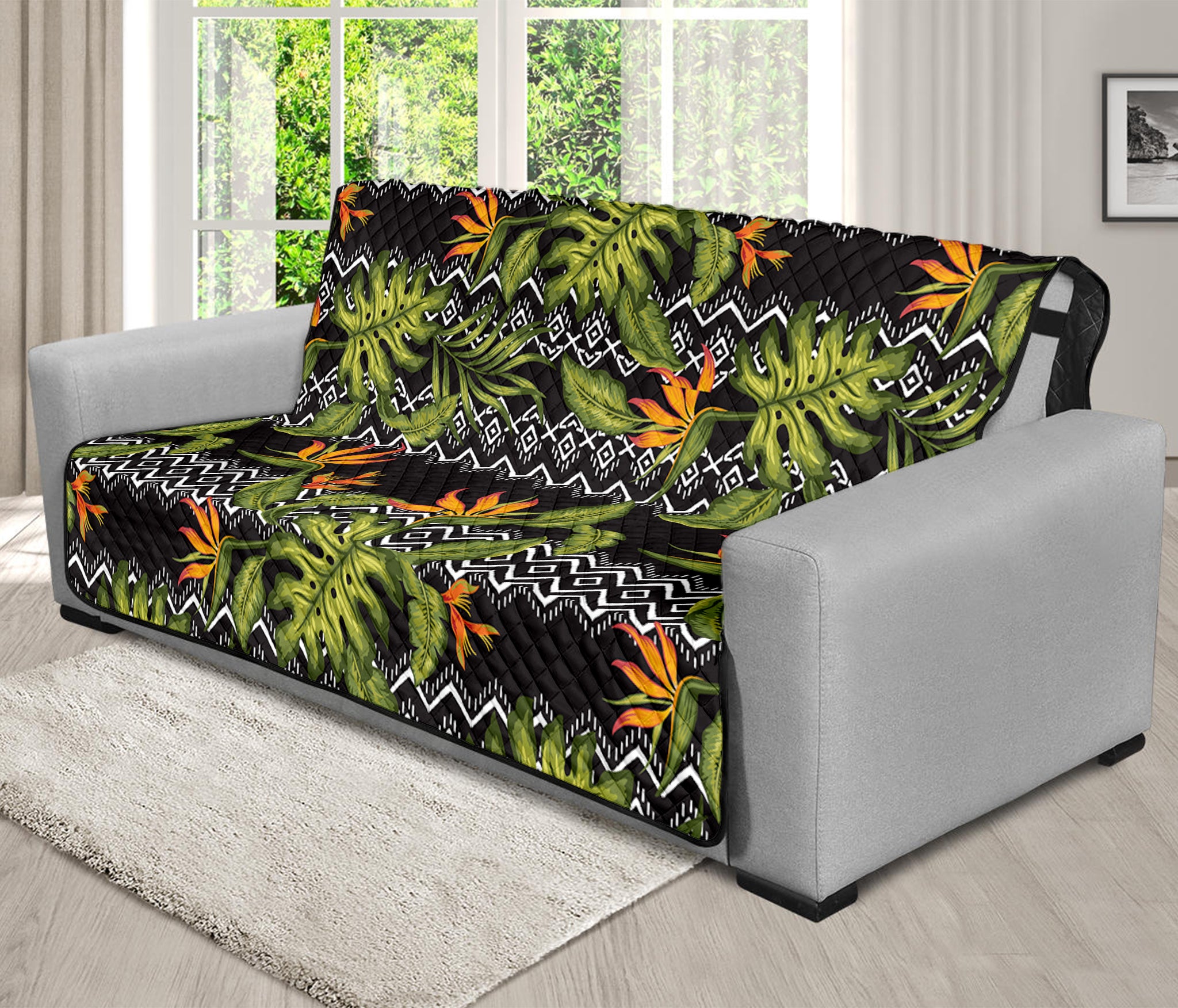 Ethnic Bird Of Paradise Pattern Print Futon Protector