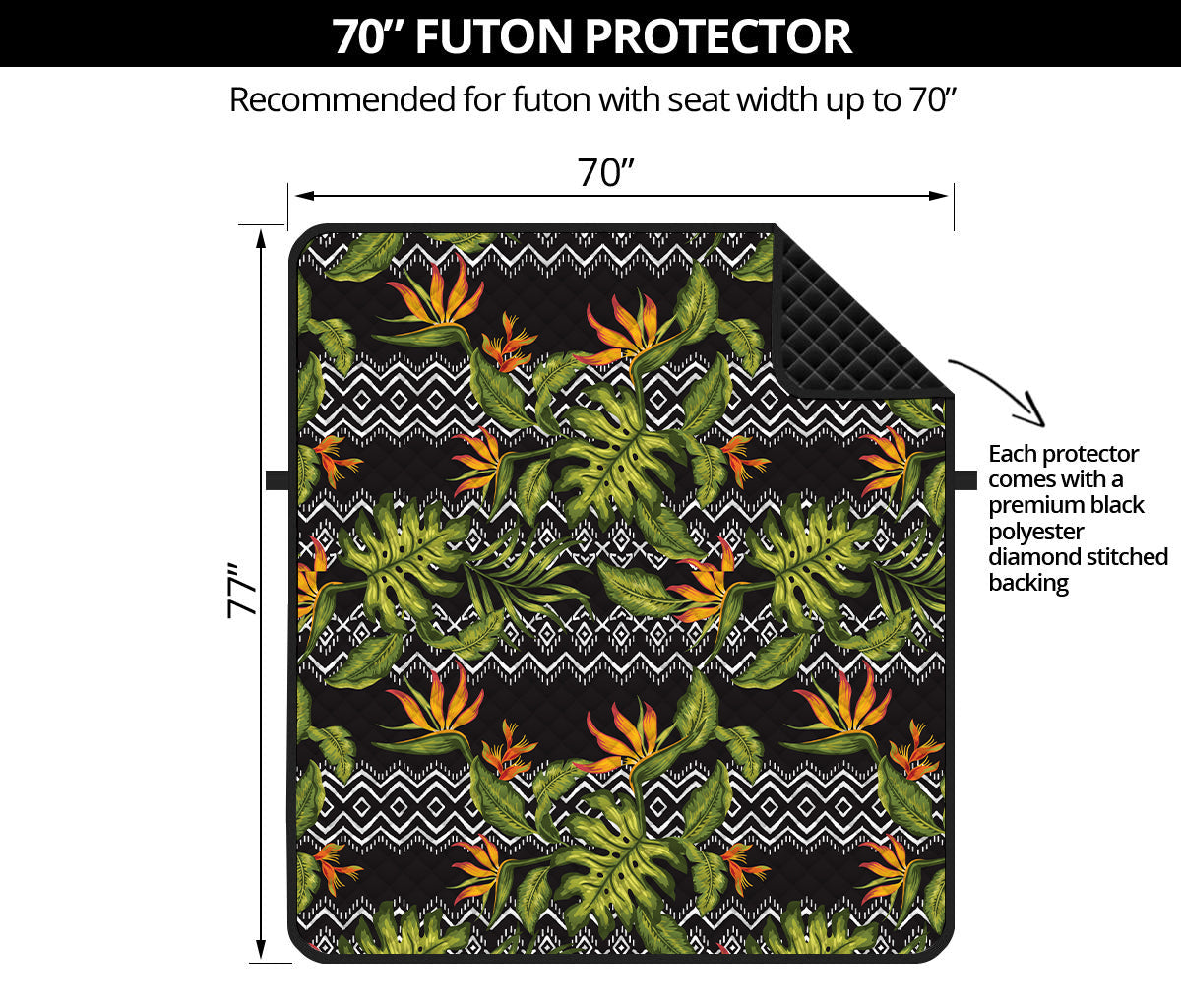 Ethnic Bird Of Paradise Pattern Print Futon Protector