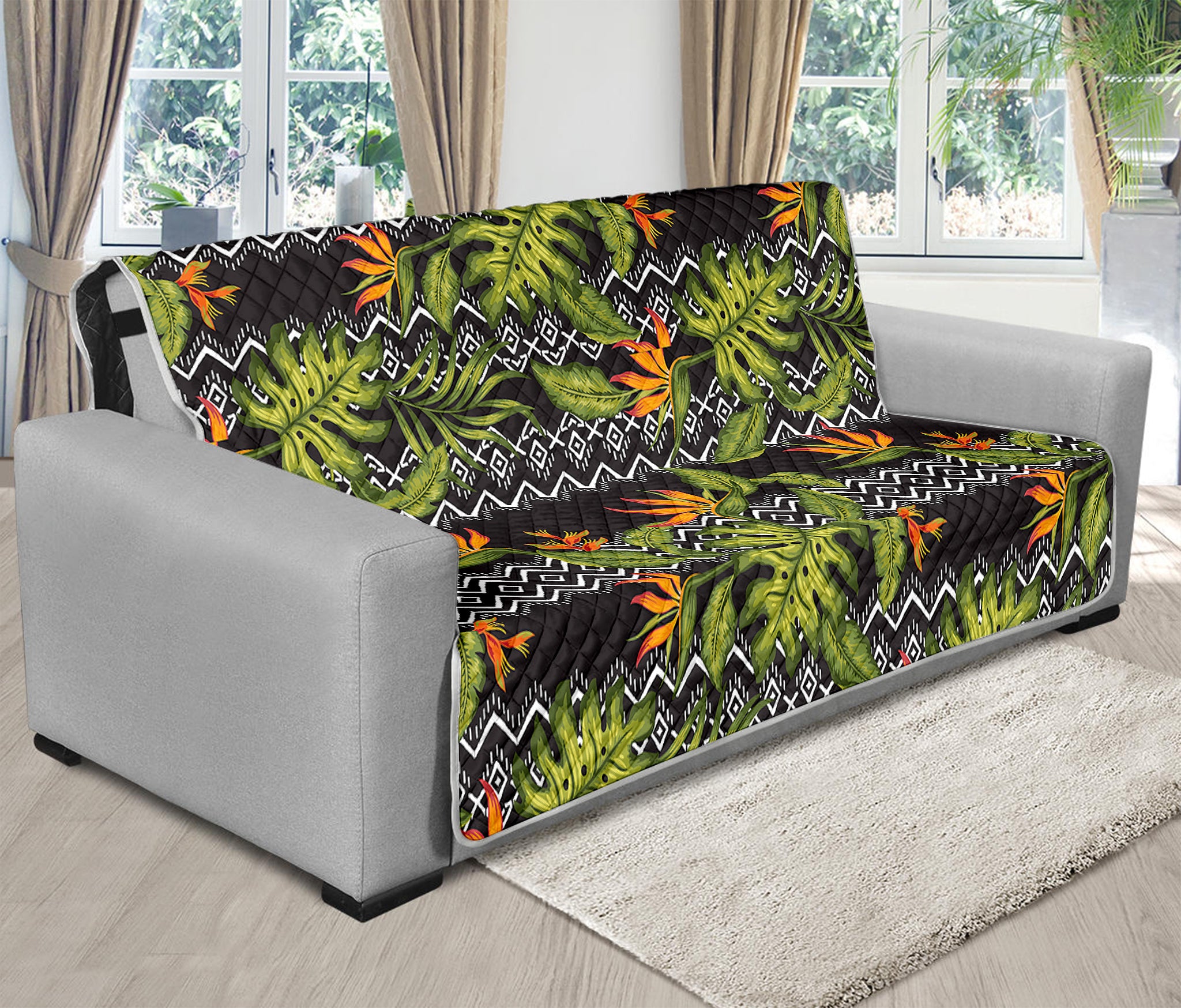 Ethnic Bird Of Paradise Pattern Print Futon Protector