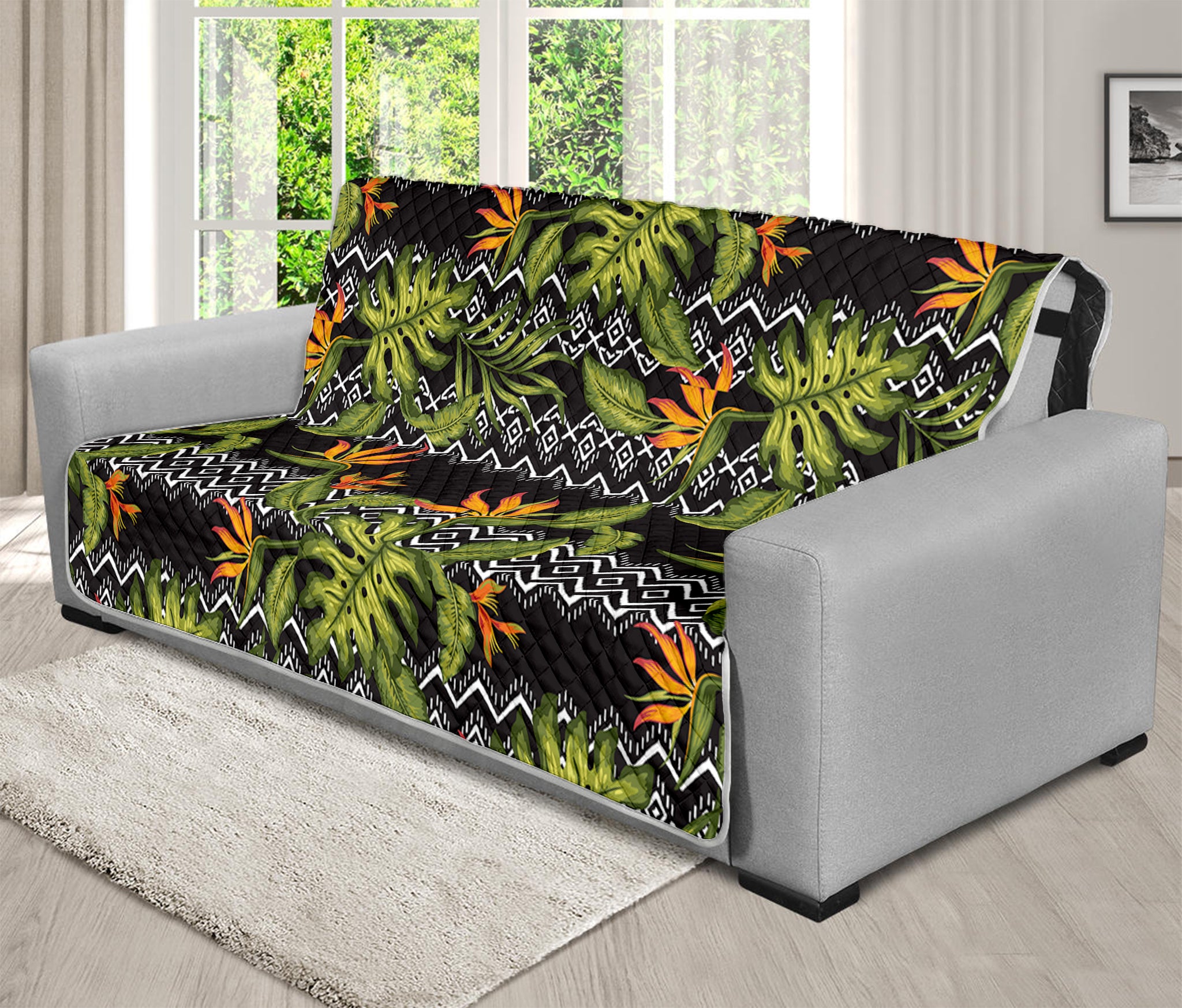 Ethnic Bird Of Paradise Pattern Print Futon Protector