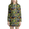 Ethnic Bird Of Paradise Pattern Print Pullover Hoodie Dress