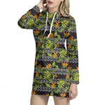 Ethnic Bird Of Paradise Pattern Print Hoodie Dress