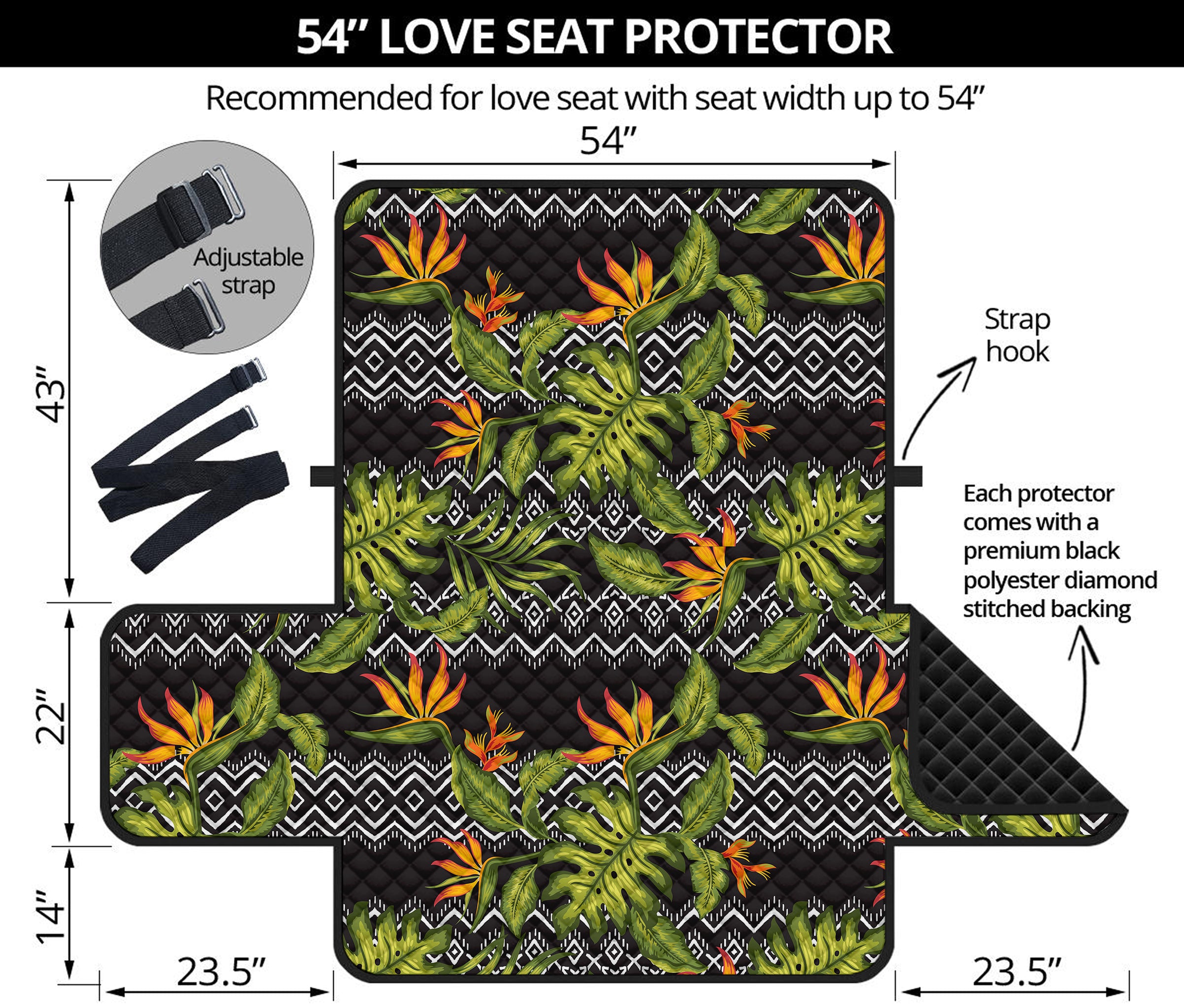 Ethnic Bird Of Paradise Pattern Print Loveseat Protector