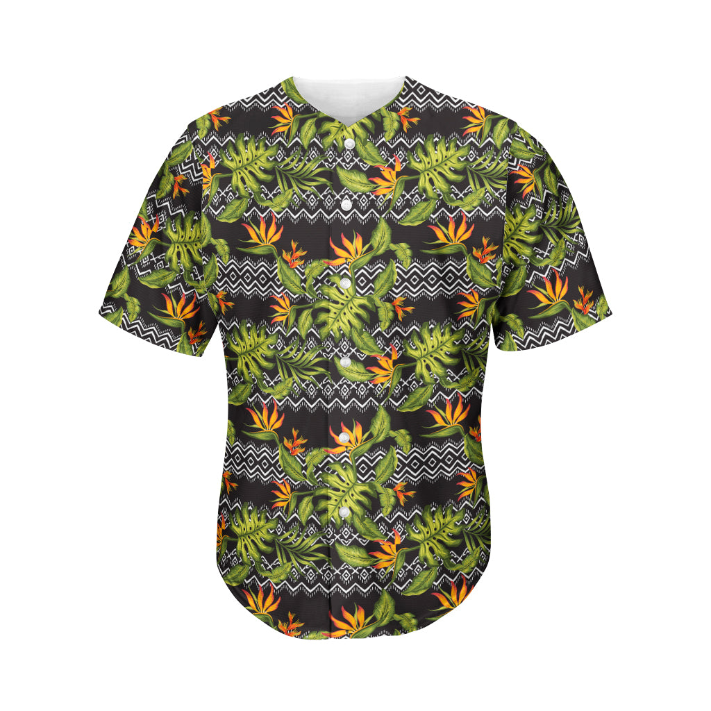 Ethnic Bird Of Paradise Pattern Print Men's Baseball Jersey