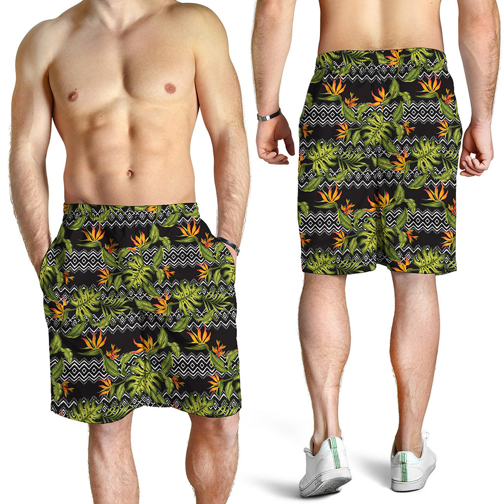 Ethnic Bird Of Paradise Pattern Print Men's Shorts