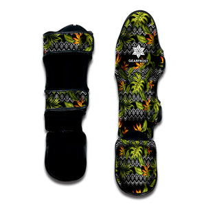 Ethnic Bird Of Paradise Pattern Print Muay Thai Shin Guard