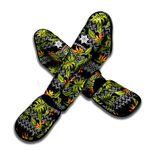 Ethnic Bird Of Paradise Pattern Print Muay Thai Shin Guard