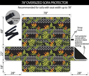 Ethnic Bird Of Paradise Pattern Print Oversized Sofa Protector