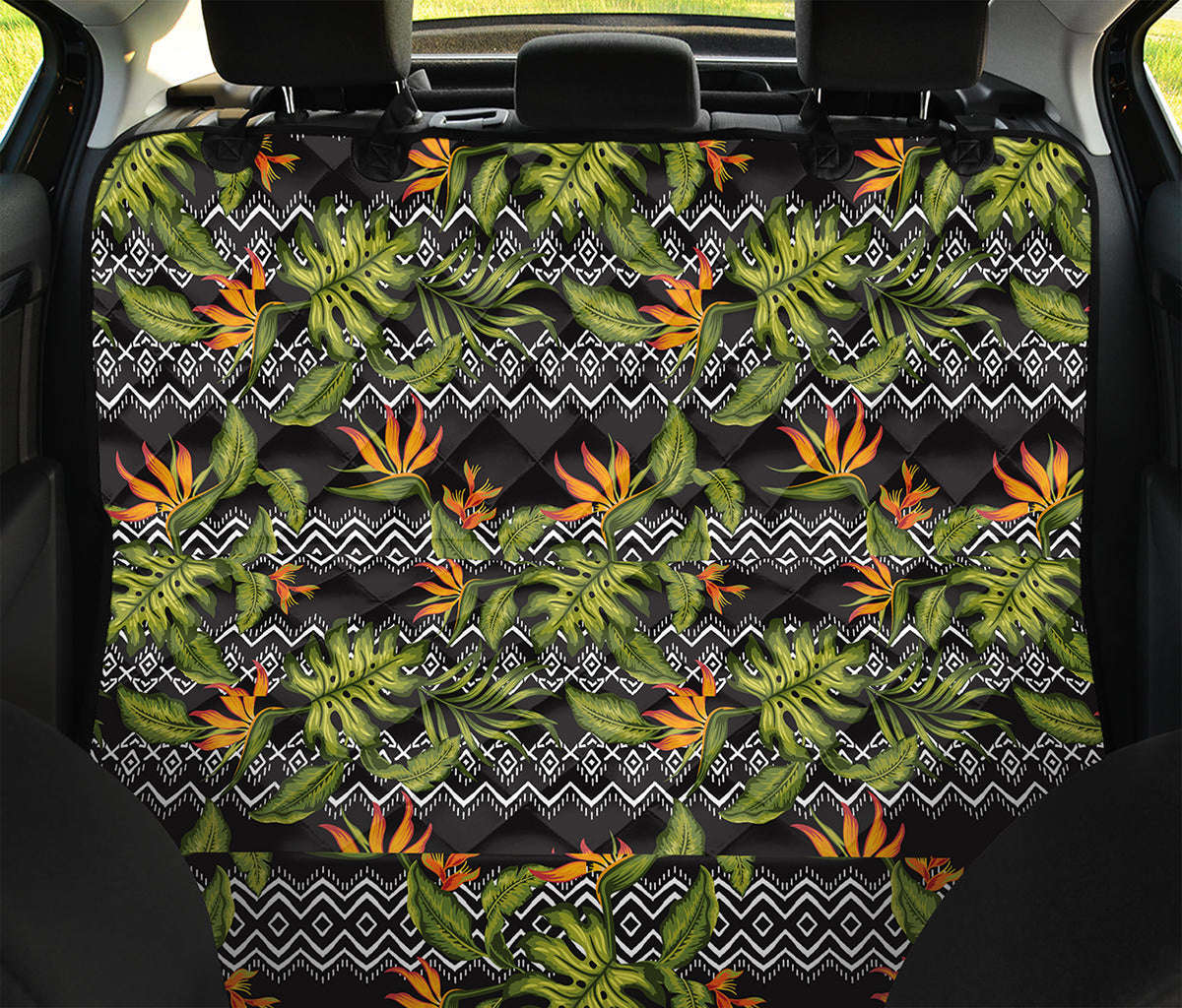 Ethnic Bird Of Paradise Pattern Print Pet Car Back Seat Cover