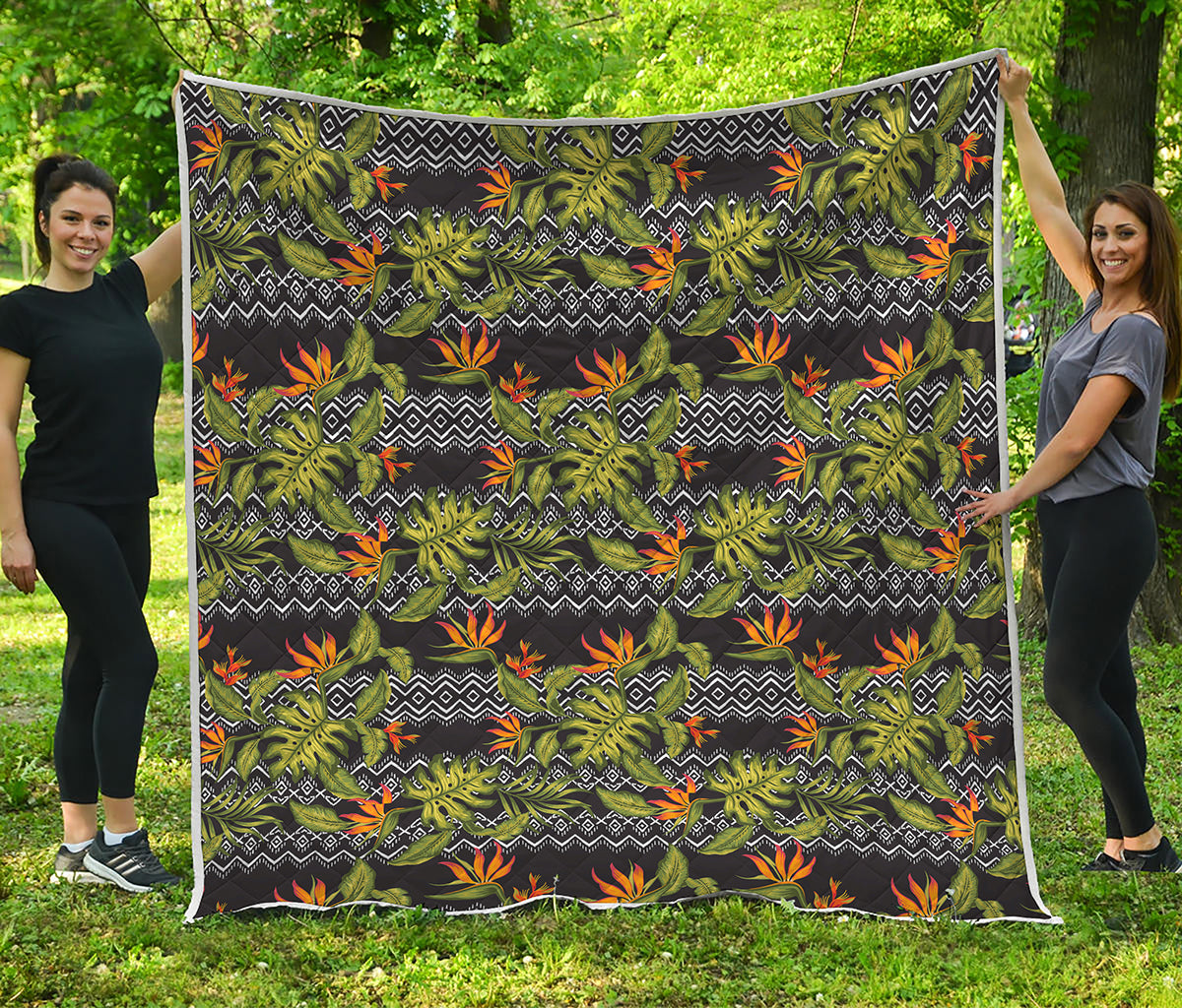 Ethnic Bird Of Paradise Pattern Print Quilt