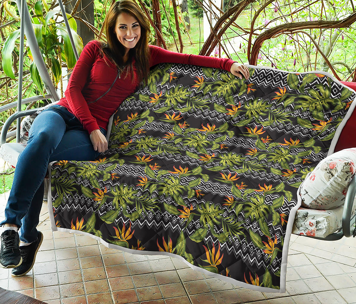 Ethnic Bird Of Paradise Pattern Print Quilt