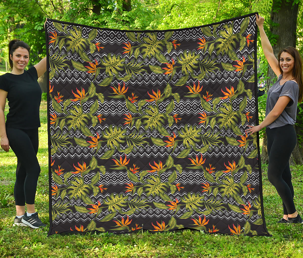 Ethnic Bird Of Paradise Pattern Print Quilt