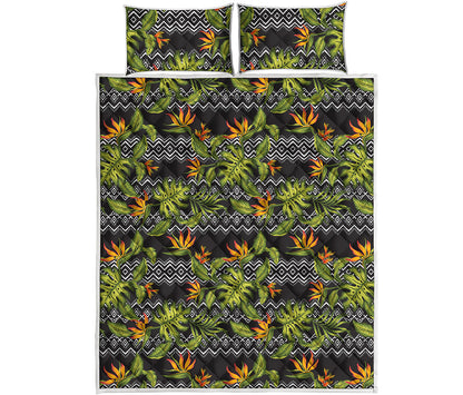 Ethnic Bird Of Paradise Pattern Print Quilt Bed Set