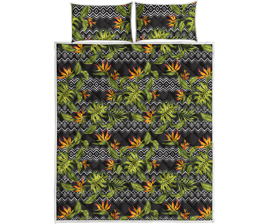 Ethnic Bird Of Paradise Pattern Print Quilt Bed Set