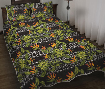 Ethnic Bird Of Paradise Pattern Print Quilt Bed Set