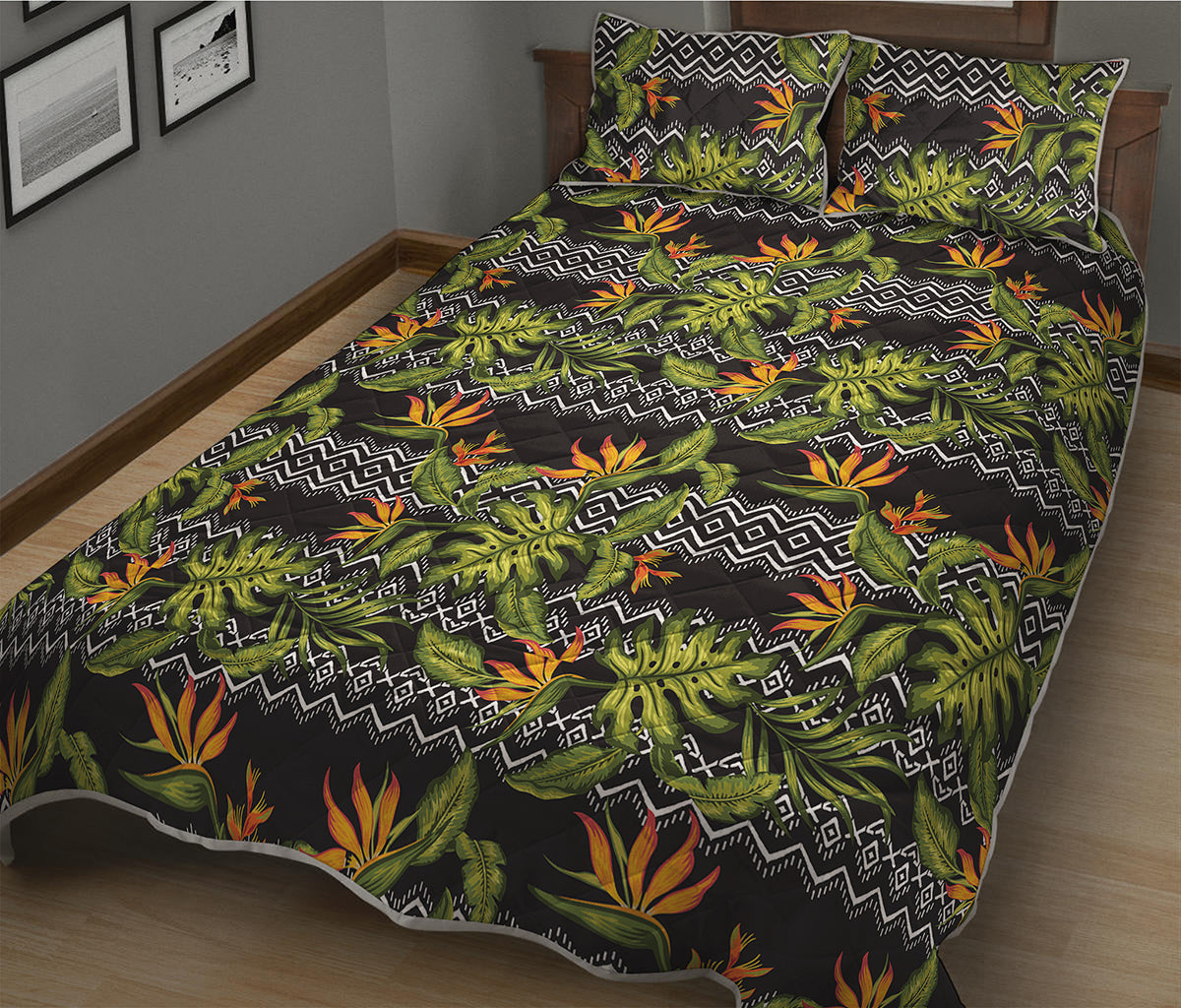 Ethnic Bird Of Paradise Pattern Print Quilt Bed Set