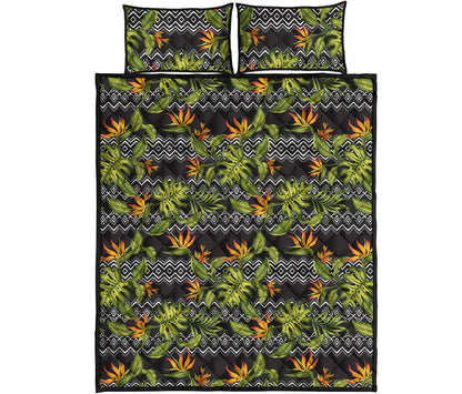 Ethnic Bird Of Paradise Pattern Print Quilt Bed Set