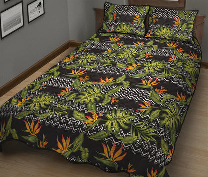 Ethnic Bird Of Paradise Pattern Print Quilt Bed Set