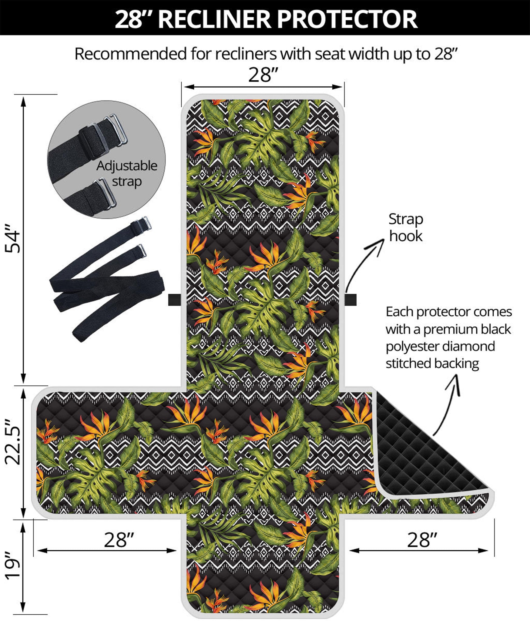 Ethnic Bird Of Paradise Pattern Print Recliner Protector