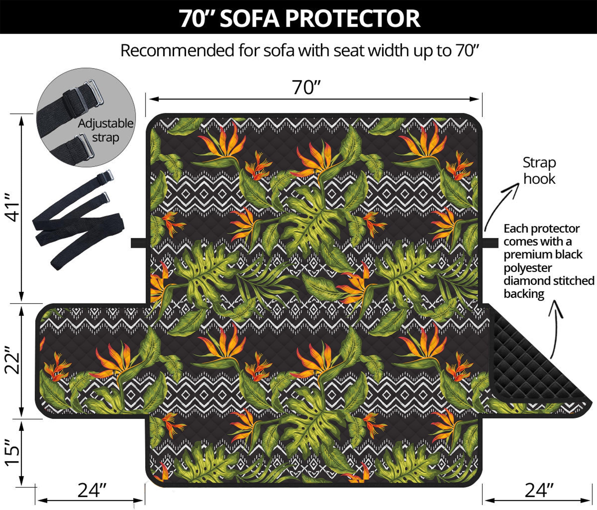 Ethnic Bird Of Paradise Pattern Print Sofa Protector