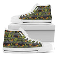 Ethnic Bird Of Paradise Pattern Print White High Top Sneakers