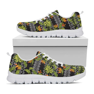 Ethnic Bird Of Paradise Pattern Print White Sneakers