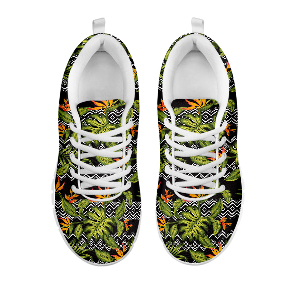 Ethnic Bird Of Paradise Pattern Print White Sneakers