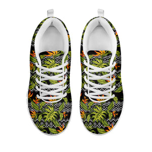 Ethnic Bird Of Paradise Pattern Print White Sneakers