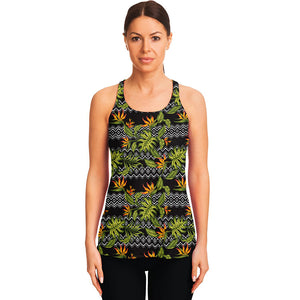 Ethnic Bird Of Paradise Pattern Print Women's Racerback Tank Top