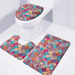 Ethnic Bohemian Mandala Pattern Print 3 Piece Bath Mat Set