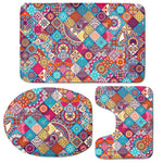 Ethnic Bohemian Mandala Pattern Print 3 Piece Bath Mat Set